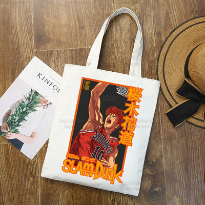 Slam Dunk Bevásárlótáska Vászon Shopper Japán Anime Hanamichi Sakuragi Bolsas De Tela Bag Vásárlás SLAM DUNK Újrafelhasználható Sacolák