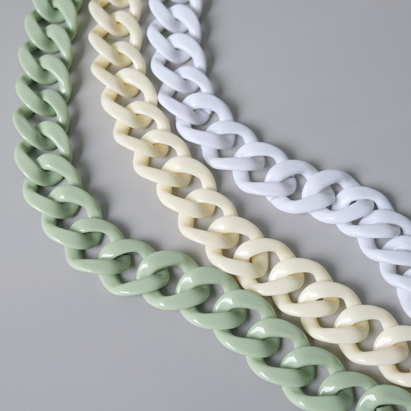 Nauji madingi moteriški krepšio aksesuarai, nuimamų dalių pakaitinė grandinėlė Balta žalia raudona prabangus dirželis, moteriškos akrilo pečių grandinės