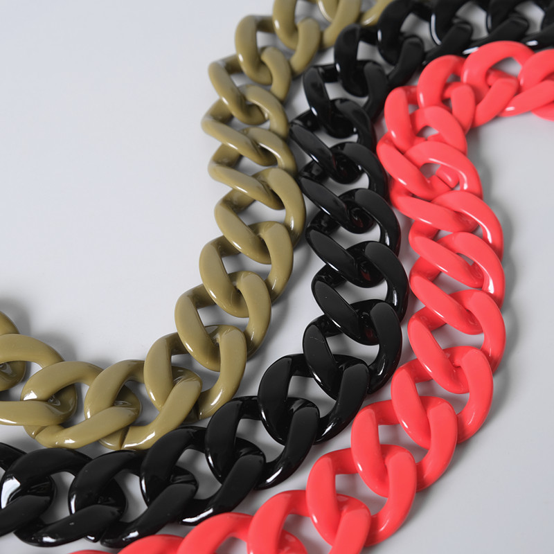 Nauji madingi moteriški krepšio aksesuarai, nuimamų dalių pakaitinė grandinėlė Balta žalia raudona prabangus dirželis, moteriškos akrilo pečių grandinės