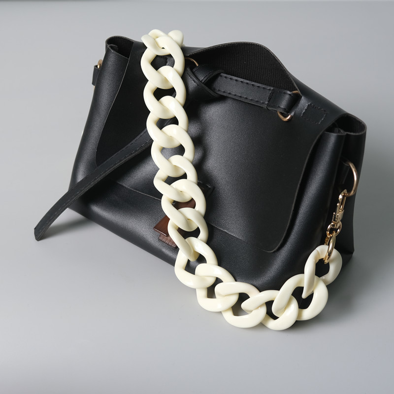 Nauji madingi moteriški krepšio aksesuarai, nuimamų dalių pakaitinė grandinėlė Balta žalia raudona prabangus dirželis, moteriškos akrilo pečių grandinės