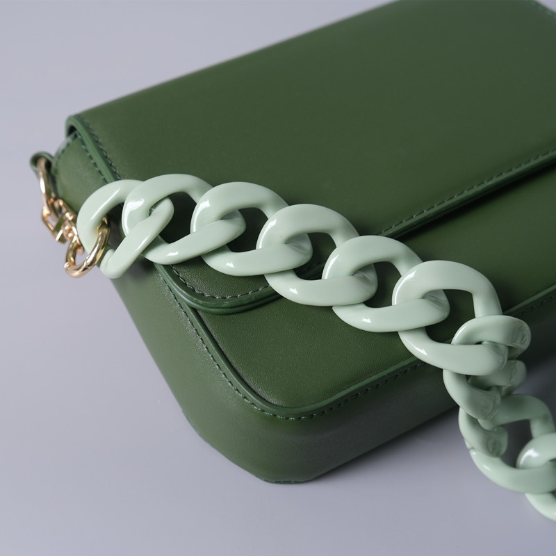 Nauji madingi moteriški krepšio aksesuarai, nuimamų dalių pakaitinė grandinėlė Balta žalia raudona prabangus dirželis, moteriškos akrilo pečių grandinės