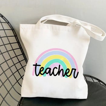 Οικολογικές γυναικείες τσάντες ώμου Rainbow Teacher Fashion γυναικεία τσάντα τσάντα καμβά τσάντα αγορών Casual μεγάλες γυναικείες τσάντες ταξιδιού 2021