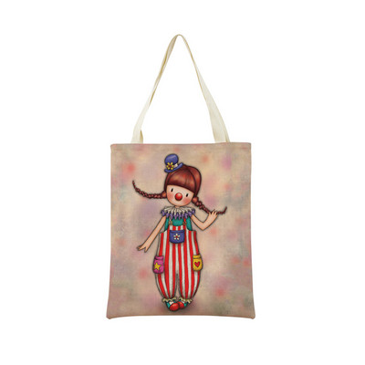 Miela mergaitė su dvipusiu spausdinimu Prekybos centro pirkinių krepšys Ekologiškas sulankstomas studentų knygelė Miela moteriška rankinė lauke