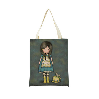 Miela mergaitė su dvipusiu spausdinimu Prekybos centro pirkinių krepšys Ekologiškas sulankstomas studentų knygelė Miela moteriška rankinė lauke