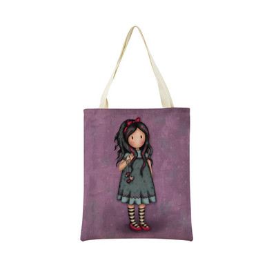 Miela mergaitė su dvipusiu spausdinimu Prekybos centro pirkinių krepšys Ekologiškas sulankstomas studentų knygelė Miela moteriška rankinė lauke