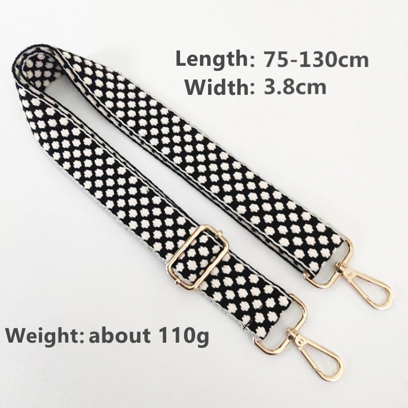 Curea pentru geantă pentru femei, cu broderie cu buline, curea de umăr lată, curea de schimb reglabilă pentru rucsac, curea pentru un singur umăr.