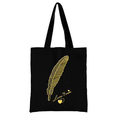 Bevásárlótáska, nő, fekete vászon hordtáska, kézi alkalmi, újrafelhasználható fehér mintás válltáska, nagy kapacitású összecsukható kézitáska