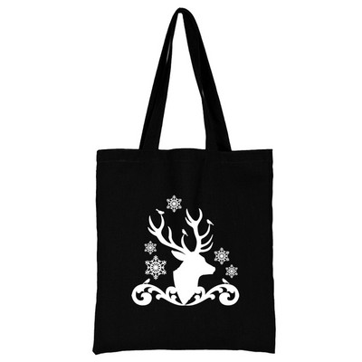 Bevásárlótáska, nő, fekete vászon hordtáska, kézi alkalmi, újrafelhasználható fehér mintás válltáska, nagy kapacitású összecsukható kézitáska