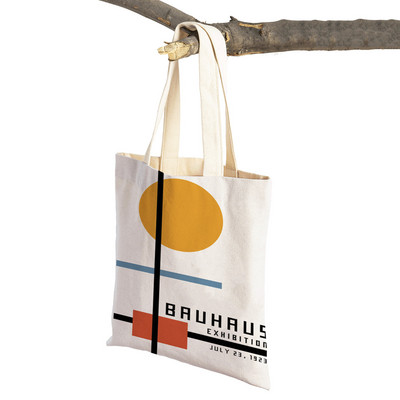 Piet Mondrian Geometric Line Color Block Διπλή εκτύπωση Τσάντα αγορών Γυναικείες τσάντες αγορών Lady Canvas Tote Επαναχρησιμοποιήσιμη τσάντα ταξιδιού