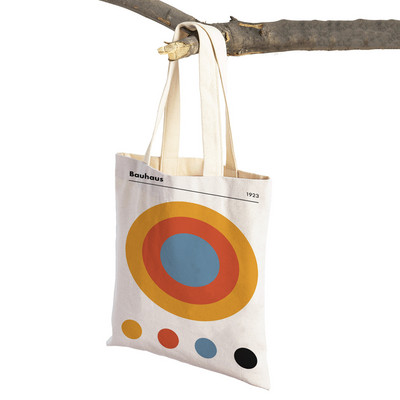 Piet Mondrian Geometric Line Color Block Διπλή εκτύπωση Τσάντα αγορών Γυναικείες τσάντες αγορών Lady Canvas Tote Επαναχρησιμοποιήσιμη τσάντα ταξιδιού