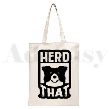 I Love my Border Collie Dog Harajuku Handbags Τσάντες ώμου Casual Shopping Girls Handbag Γυναικεία Κομψή τσάντα από καμβά