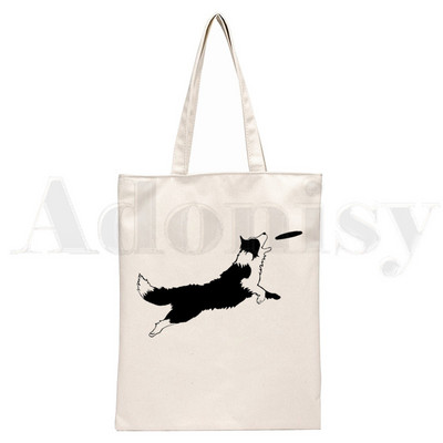 Szeretem a border collie kutyámat Harajuku Kézitáskák Válltáskák Alkalmi bevásárlás Lányok Kézitáska Női Elegáns vászontáska