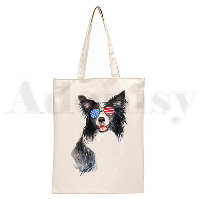 Szeretem a border collie kutyámat Harajuku Kézitáskák Válltáskák Alkalmi bevásárlás Lányok Kézitáska Női Elegáns vászontáska