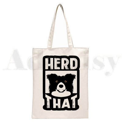 Szeretem a border collie kutyámat Harajuku Kézitáskák Válltáskák Alkalmi bevásárlás Lányok Kézitáska Női Elegáns vászontáska