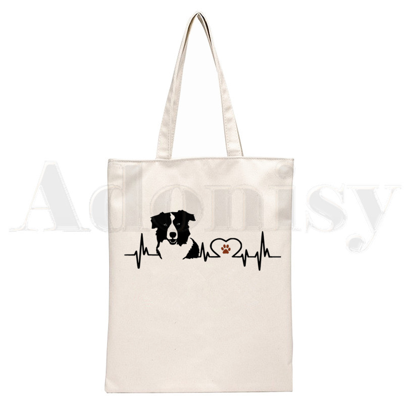 Szeretem a border collie kutyámat Harajuku Kézitáskák Válltáskák Alkalmi bevásárlás Lányok Kézitáska Női Elegáns vászontáska