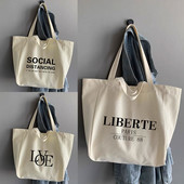 Iepirkumu somas Organizators Modes Audekla soma Studentu plecu somu teksta sērija Lielas ietilpības rokassomas sievietēm 2022. gads