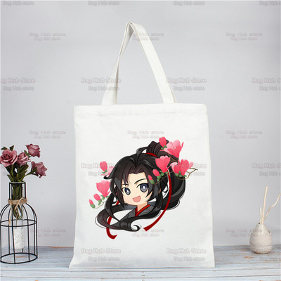 Mo Dao Zu Shi iepirkumu soma Pārtikas preču pircēju džutas soma Nepieradināta Lan WangJi Wei Wu Xian soma atkārtoti lietojama Bolsa Compra Sacolas