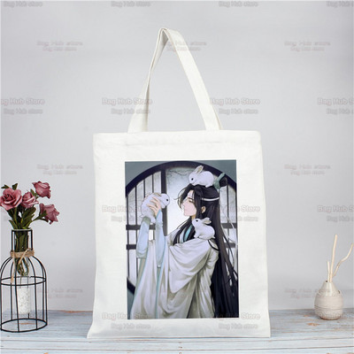 Mo Dao Zu Shi iepirkumu soma Pārtikas preču pircēju džutas soma Nepieradināta Lan WangJi Wei Wu Xian soma atkārtoti lietojama Bolsa Compra Sacolas