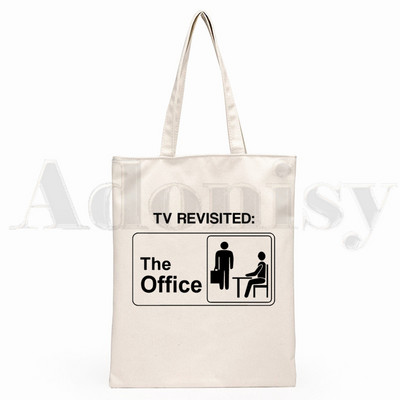 The Office TV Show Dunder Mifflin Paper Company Genți de pânză de umăr Geanta de mână pentru colegiu Harajuku de mare capacitate Geanta de cumpărături pentru femei