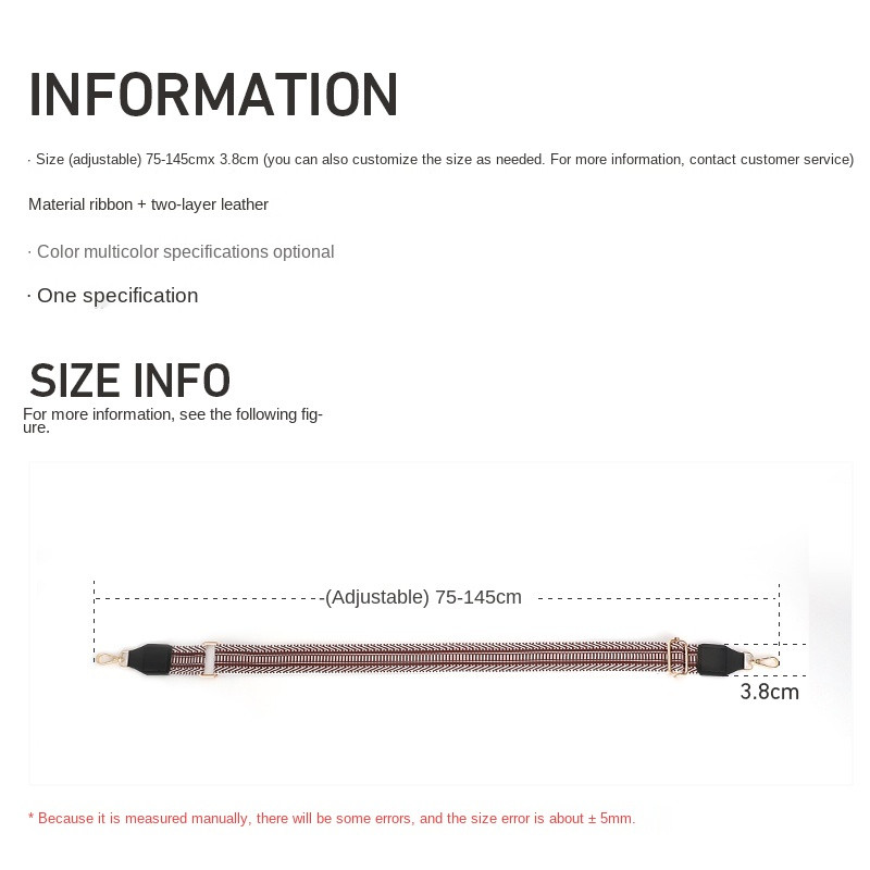 Dryžuoto stiliaus krepšio dirželio keitimas įstrižai moteriško pečių krepšio dirželio grandinės priedai Reguliuojamas keičiamas krepšio dirželis