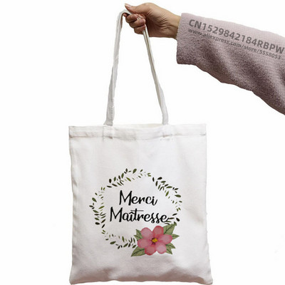 Mulțumesc Mistress Print Genți de iută cu mânere Geantă de cumpărături Geantă tote de mare capacitate pentru geantă de nuntă pe plajă Cadou de ziua profesorului