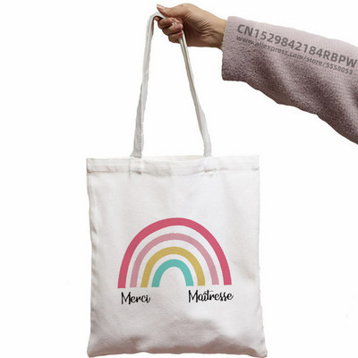 Mulțumesc Mistress Print Genți de iută cu mânere Geantă de cumpărături Geantă tote de mare capacitate pentru geantă de nuntă pe plajă Cadou de ziua profesorului