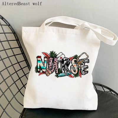 Moterų pirkinių krepšys Slaugės žodžiai Spalvingas Kawaii Krepšys Harajuku Pirkinių drobė Pirkėjų krepšys mergaičių rankinė Nešiojamas pečių moteriškas krepšys