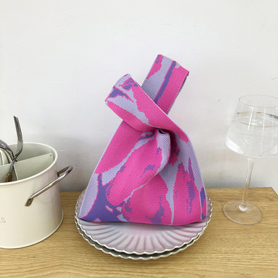 Moteriškas korėjietiškas medvilninių verpalų, nertų liemenių formos krepšys moterims, mergaitiškas vintažinis mielas, mielas Harajuku megztas pečių krepšys