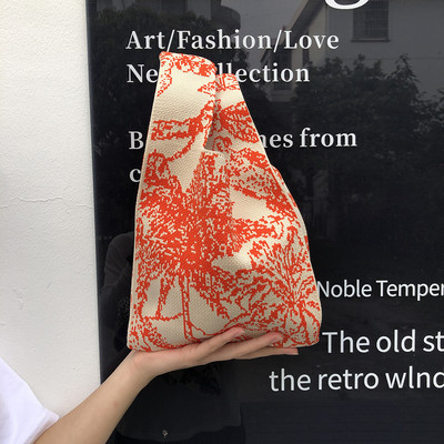 Moteriškas korėjietiškas medvilninių verpalų, nertų liemenių formos krepšys moterims, mergaitiškas vintažinis mielas, mielas Harajuku megztas pečių krepšys