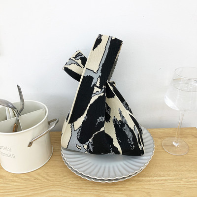 Moteriškas korėjietiškas medvilninių verpalų, nertų liemenių formos krepšys moterims, mergaitiškas vintažinis mielas, mielas Harajuku megztas pečių krepšys