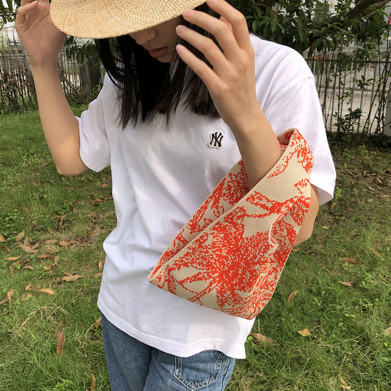 Moteriškas korėjietiškas medvilninių verpalų, nertų liemenių formos krepšys moterims, mergaitiškas vintažinis mielas, mielas Harajuku megztas pečių krepšys
