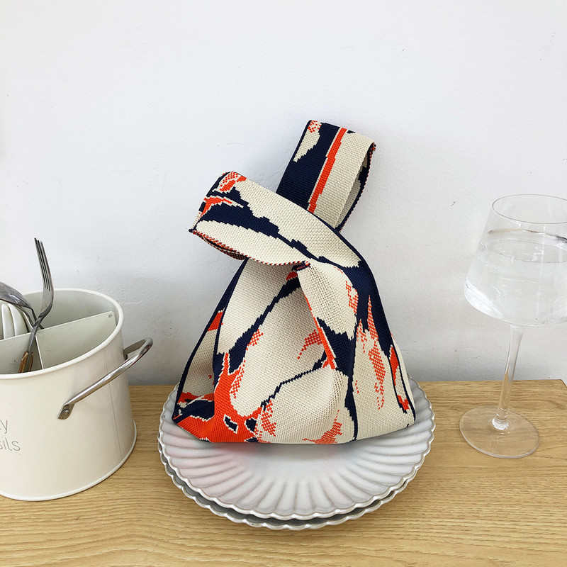 Moteriškas korėjietiškas medvilninių verpalų, nertų liemenių formos krepšys moterims, mergaitiškas vintažinis mielas, mielas Harajuku megztas pečių krepšys