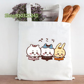 Női kézitáska Kawaii Chiikawa táska Harajuku bevásárlóvászon vásárlói táska táska aranyos rajzfilm vásárlói válltáskák