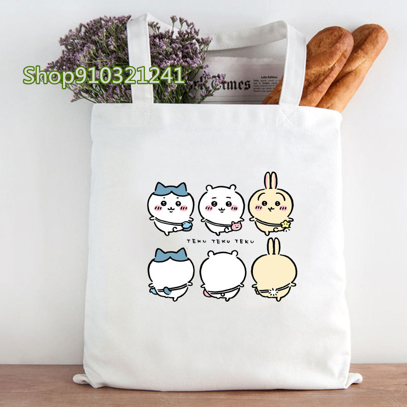 Női kézitáska Kawaii Chiikawa táska Harajuku bevásárlóvászon vásárlói táska táska aranyos rajzfilm vásárlói válltáskák