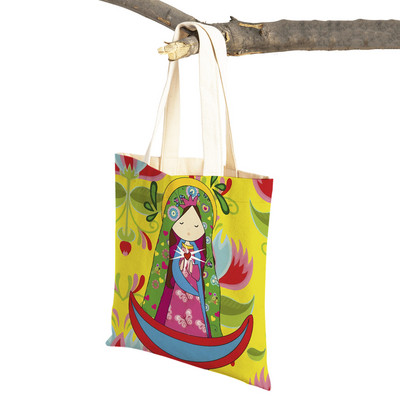 Geantă de cumpărături pentru doamne, din seria Virgin Mary, pliabilă, reutilizabilă, pentru cumpărături, stil Harajuku, toc de pânză pentru studenți