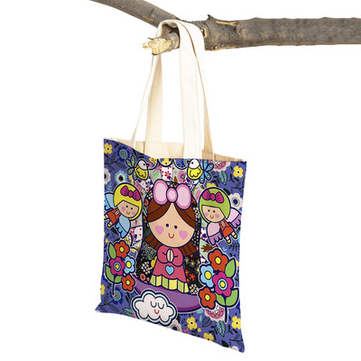 Geantă de cumpărături pentru doamne, din seria Virgin Mary, pliabilă, reutilizabilă, pentru cumpărături, stil Harajuku, toc de pânză pentru studenți