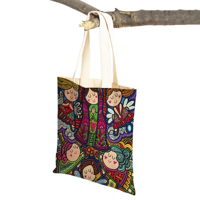 Geantă de cumpărături pentru doamne, din seria Virgin Mary, pliabilă, reutilizabilă, pentru cumpărături, stil Harajuku, toc de pânză pentru studenți