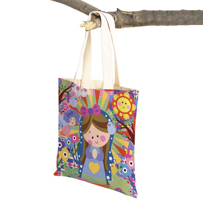 Geantă de cumpărături pentru doamne, din seria Virgin Mary, pliabilă, reutilizabilă, pentru cumpărături, stil Harajuku, toc de pânză pentru studenți