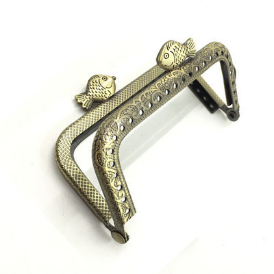 8,5 cm metāla maka rāmja rokturis monētu sajūga somai Zivs galvas aksesuāri Smalki Making Skūpsts Aizdare Slēdzene Vintage