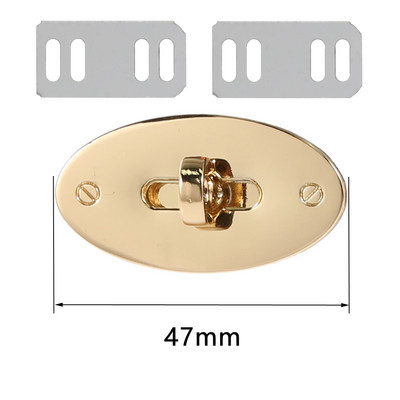 Cataramă de închidere metalică cu închidere prin răsucire ovală de 4,7 cm pentru portofel artizanal din piele, geantă pentru femei, geantă de mână, geantă de umăr, accesorii bricolaj