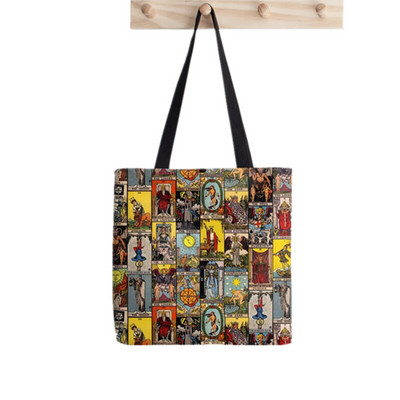Vásárló A Tarot fő arkánuma nyomtatott táska női Harajuku vásárló kézitáska lány Vállas bevásárlótáska Lady Canvas Bag