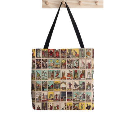 Geantă tote cu imprimeu Arcanele majore ale tarotului pentru femei, geantă pentru cumpărături Harajuku, geantă de umăr pentru femei, geantă de pânză