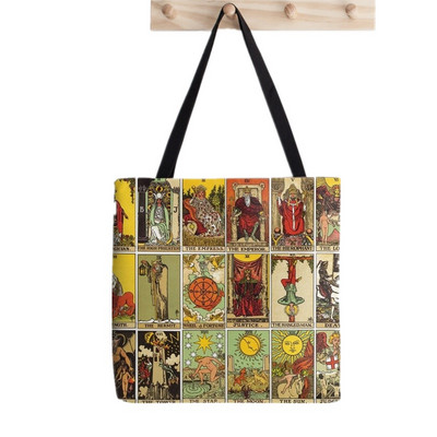 Geantă tote cu imprimeu Arcanele majore ale tarotului pentru femei, geantă pentru cumpărături Harajuku, geantă de umăr pentru femei, geantă de pânză