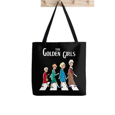 2021. gada pircēja zelta meiteņu raksts Apdrukāta soma sievietēm Harajuku pircēja rokassomu meitene plecu iepirkumu soma Lady Canvas Bag