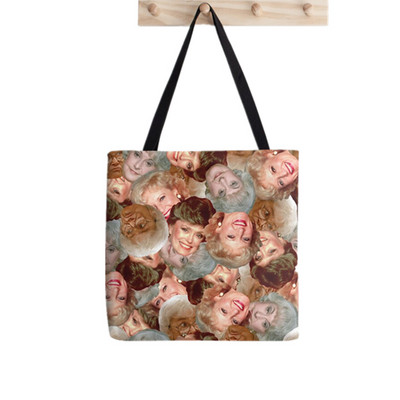 2021. gada pircēja zelta meiteņu raksts Apdrukāta soma sievietēm Harajuku pircēja rokassomu meitene plecu iepirkumu soma Lady Canvas Bag