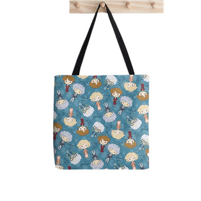 2021. gada pircēja zelta meiteņu raksts Apdrukāta soma sievietēm Harajuku pircēja rokassomu meitene plecu iepirkumu soma Lady Canvas Bag