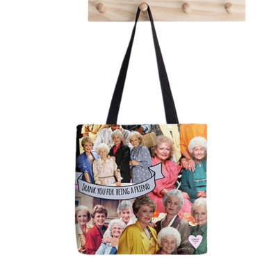 2021. gada pircēja zelta meiteņu raksts Apdrukāta soma sievietēm Harajuku pircēja rokassomu meitene plecu iepirkumu soma Lady Canvas Bag
