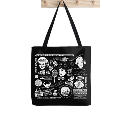 2021. gada pircēja zelta meiteņu raksts Apdrukāta soma sievietēm Harajuku pircēja rokassomu meitene plecu iepirkumu soma Lady Canvas Bag