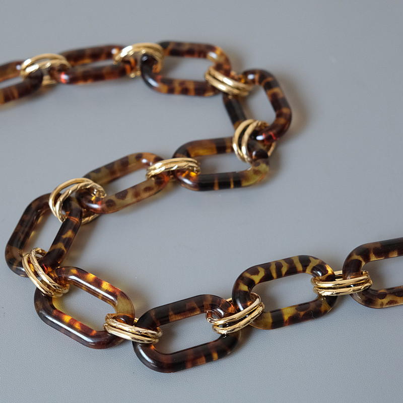 Naujos mados moters rankinės aksesuarų dalys baltos spalvos akrilo dervos grandinės prabangus leopardo dirželis, moteriškas ant pečių, mielos sankabos grandinės