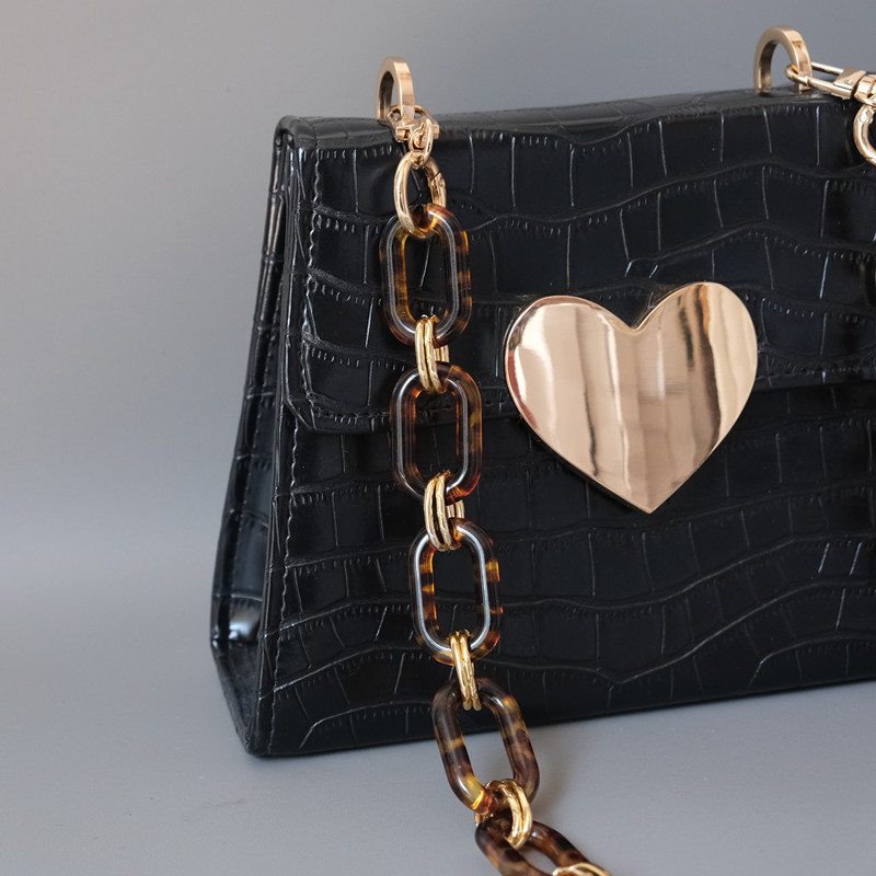 Naujos mados moters rankinės aksesuarų dalys baltos spalvos akrilo dervos grandinės prabangus leopardo dirželis, moteriškas ant pečių, mielos sankabos grandinės